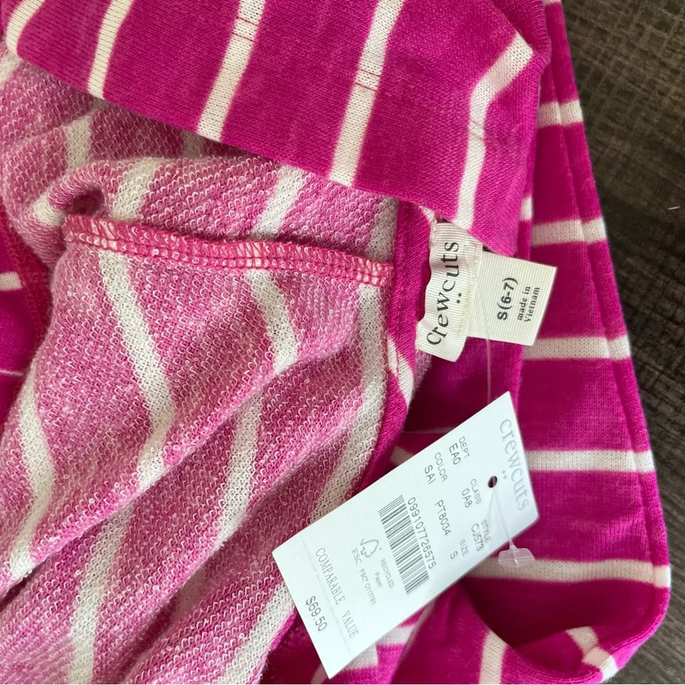 Crewcuts Pink and White Striped Hoodie, NWT, Size 6-7/Small - Picture 10 of 12